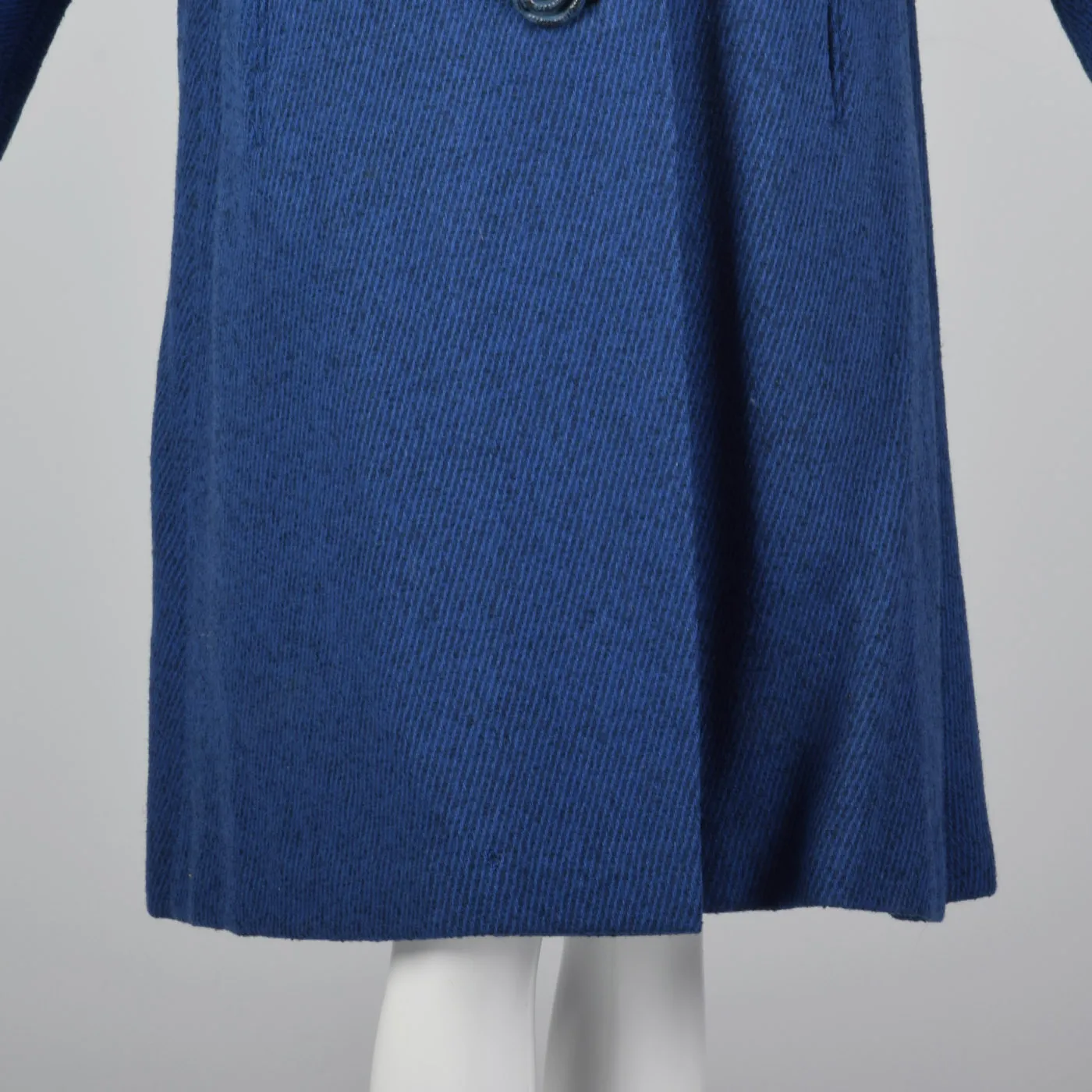 1950s Blue Tweed Coat with Decorative Floral Buttons