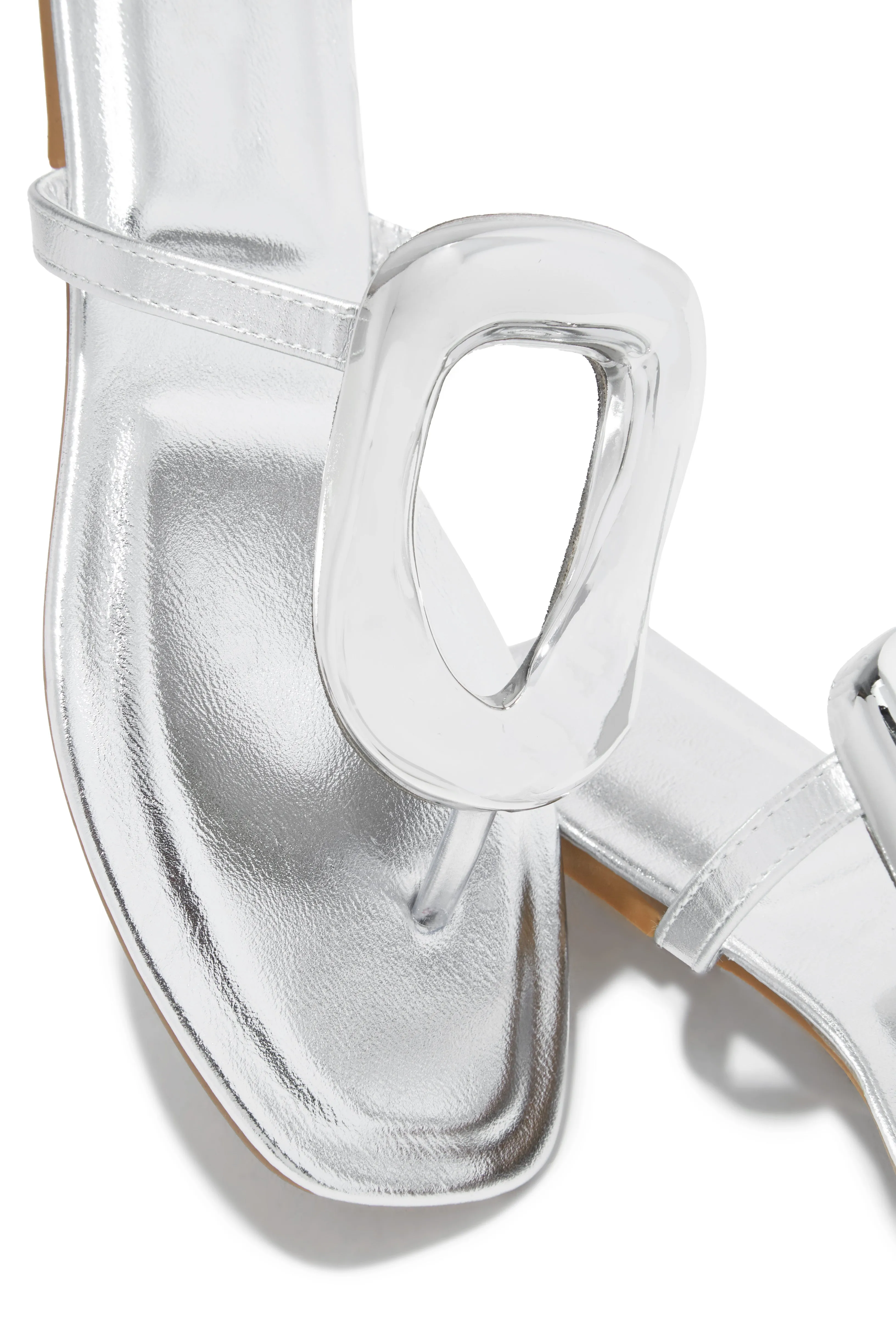 Adonna Slip On Thong Strap Sandals - Silver