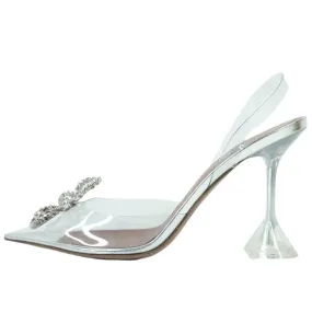 Amina Muaddi Heels PVC Crystal Sling Back 38.5