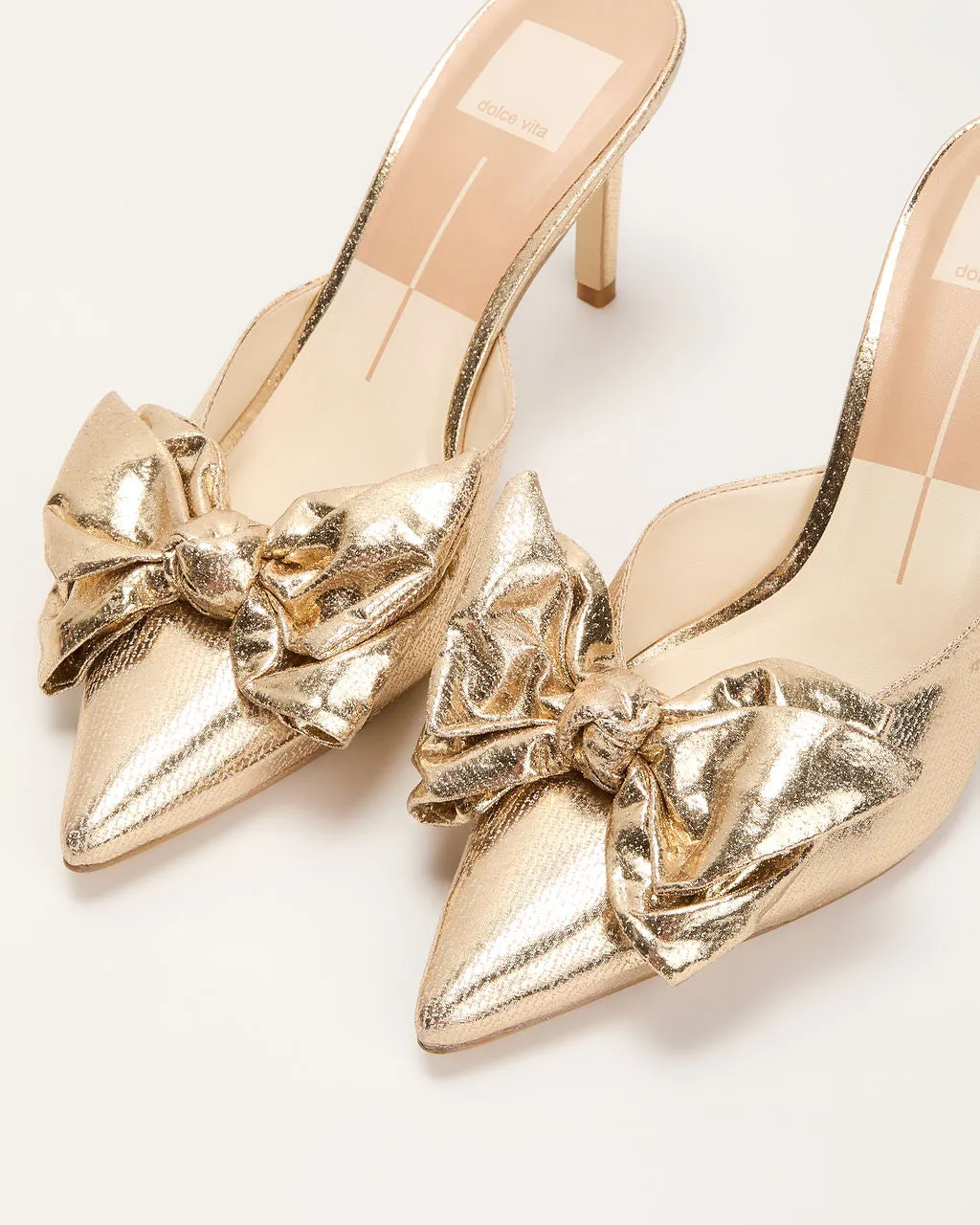 Come With Me Metallic Leather Bow Heels