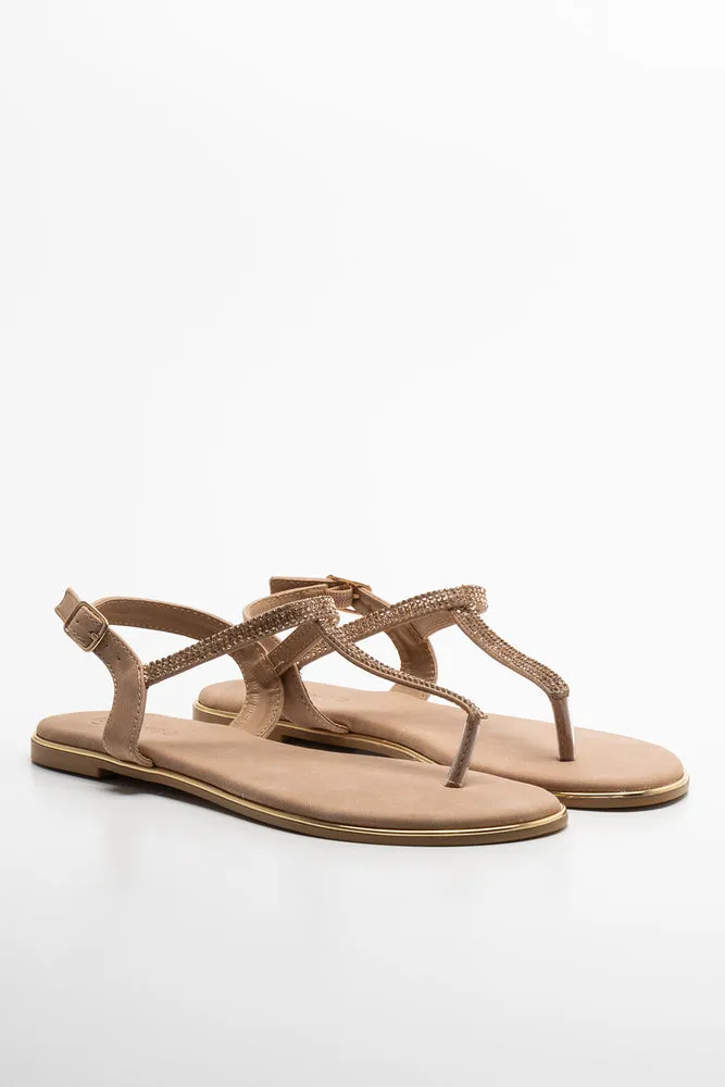 Diamante Thong Sandal Natural