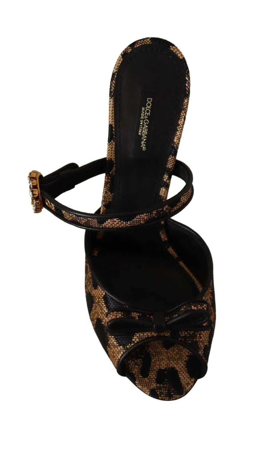 Dolce & Gabbana Multicolor Leopard Jacquard Crystal Sandals Shoes