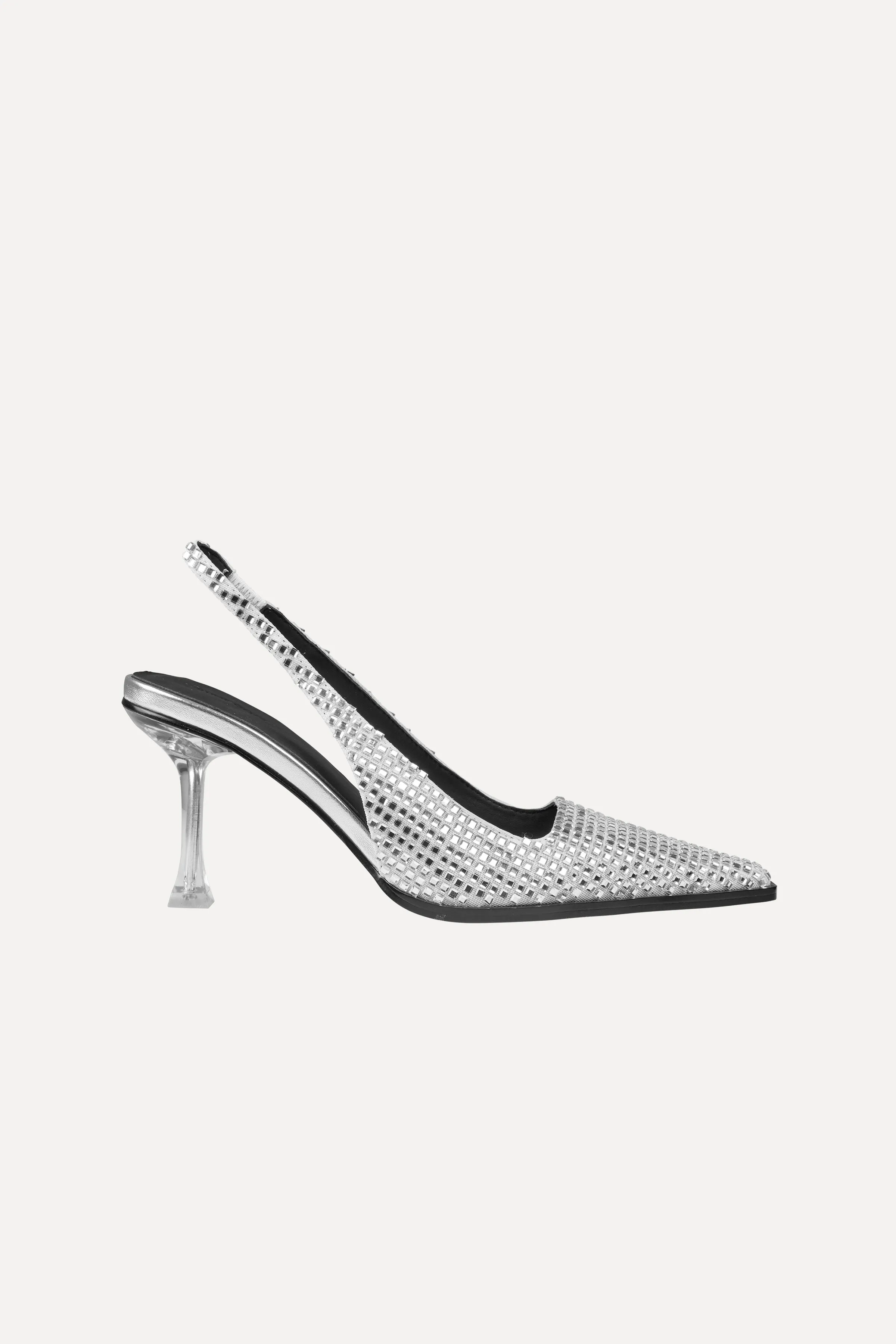 Eiffel Crystal Heels - Silver