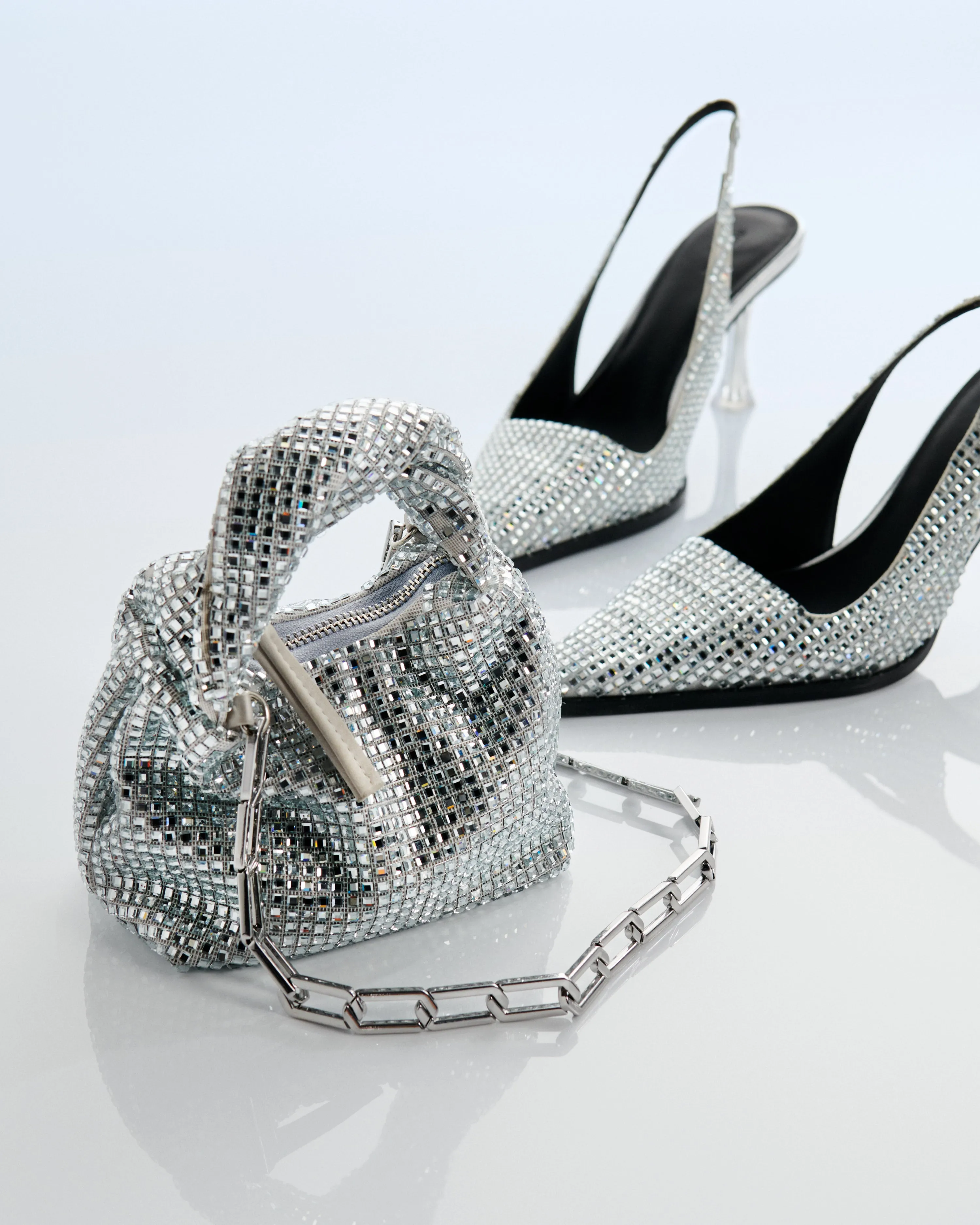 Eiffel Crystal Heels - Silver