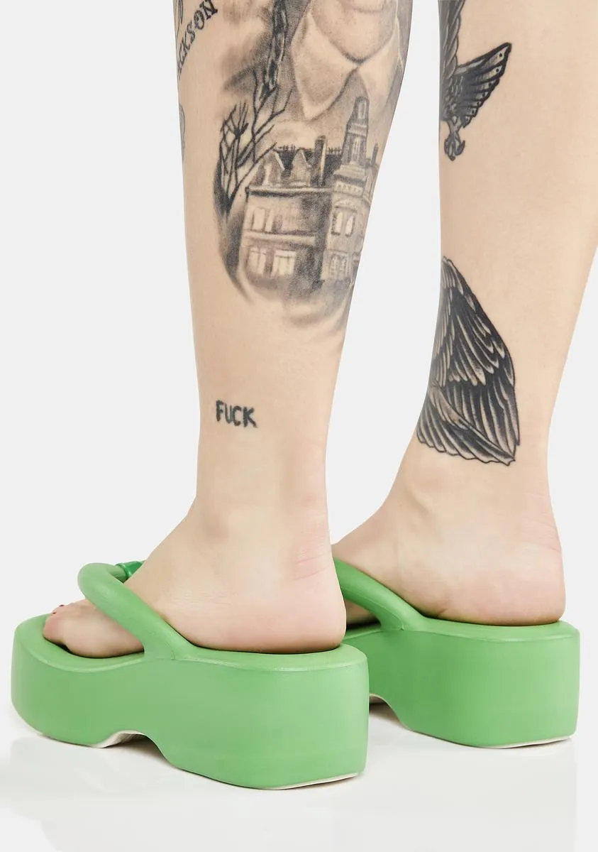 Green Free Platform Sandals