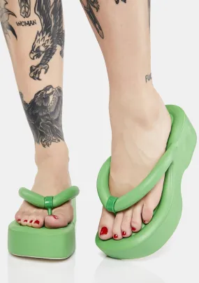 Green Free Platform Sandals