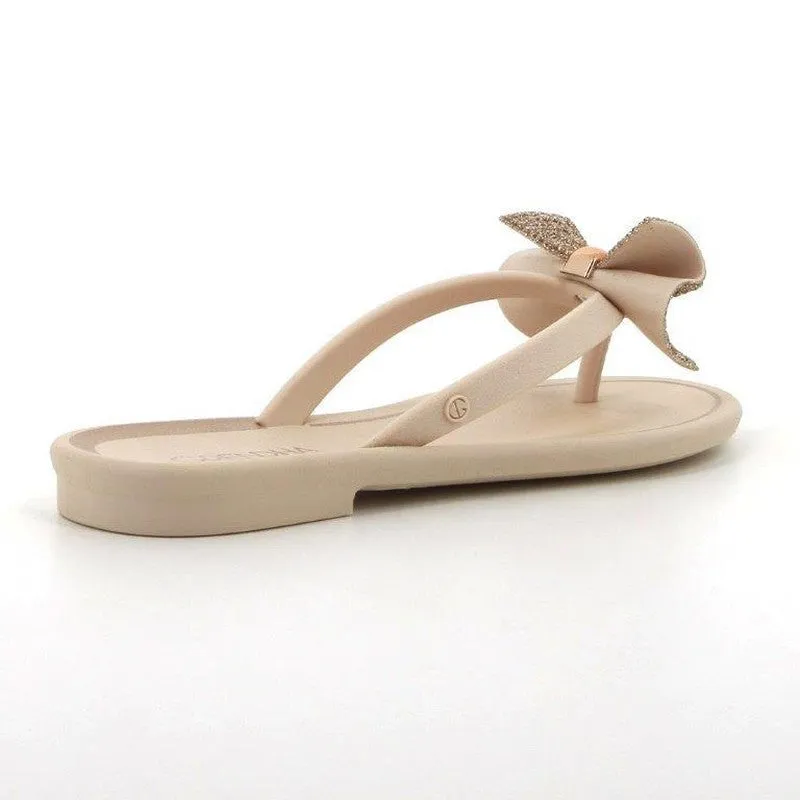 Grendha Thong With Bow Sandals  - Off White