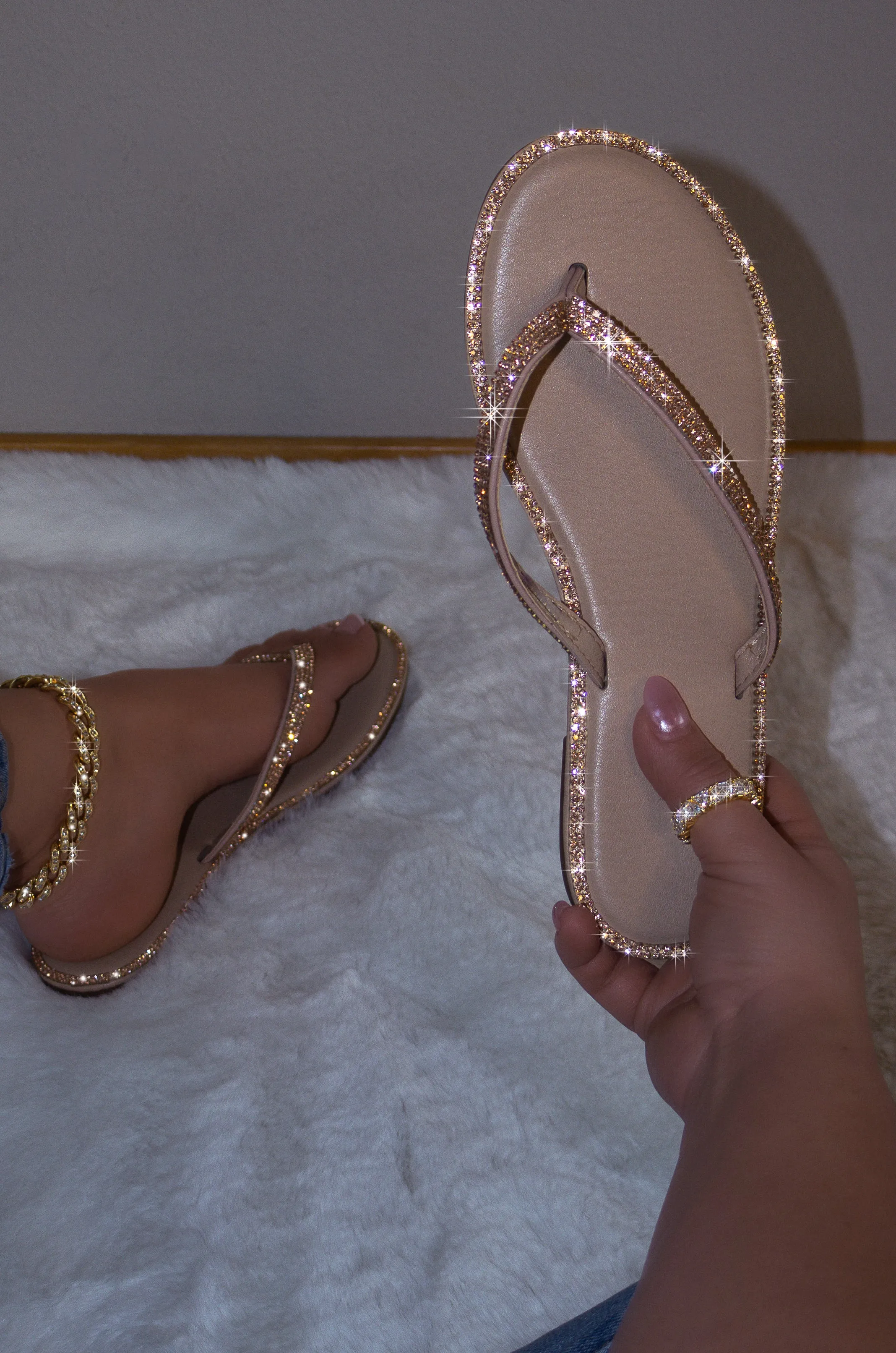 Haiti - Embellished Thong Style Flat Sandals