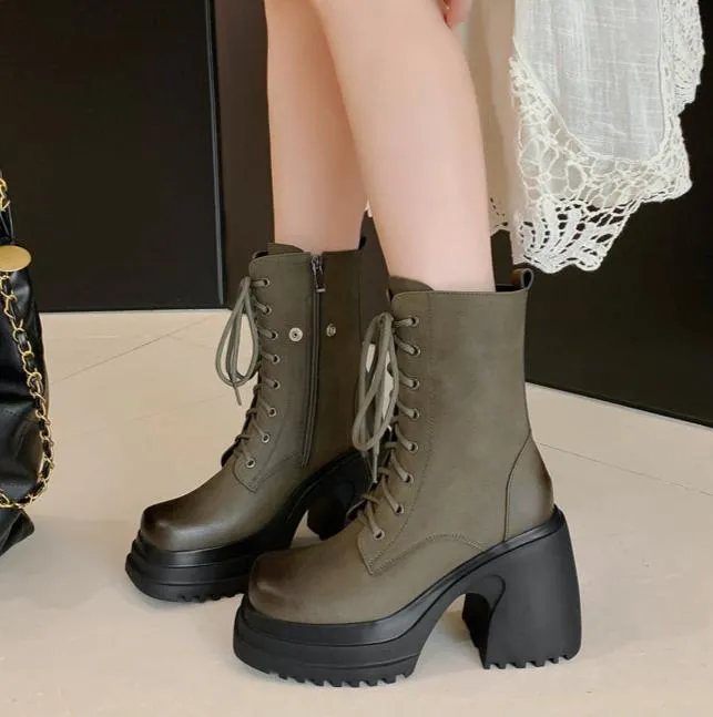 Kelis Genuine Leather Combat Boots