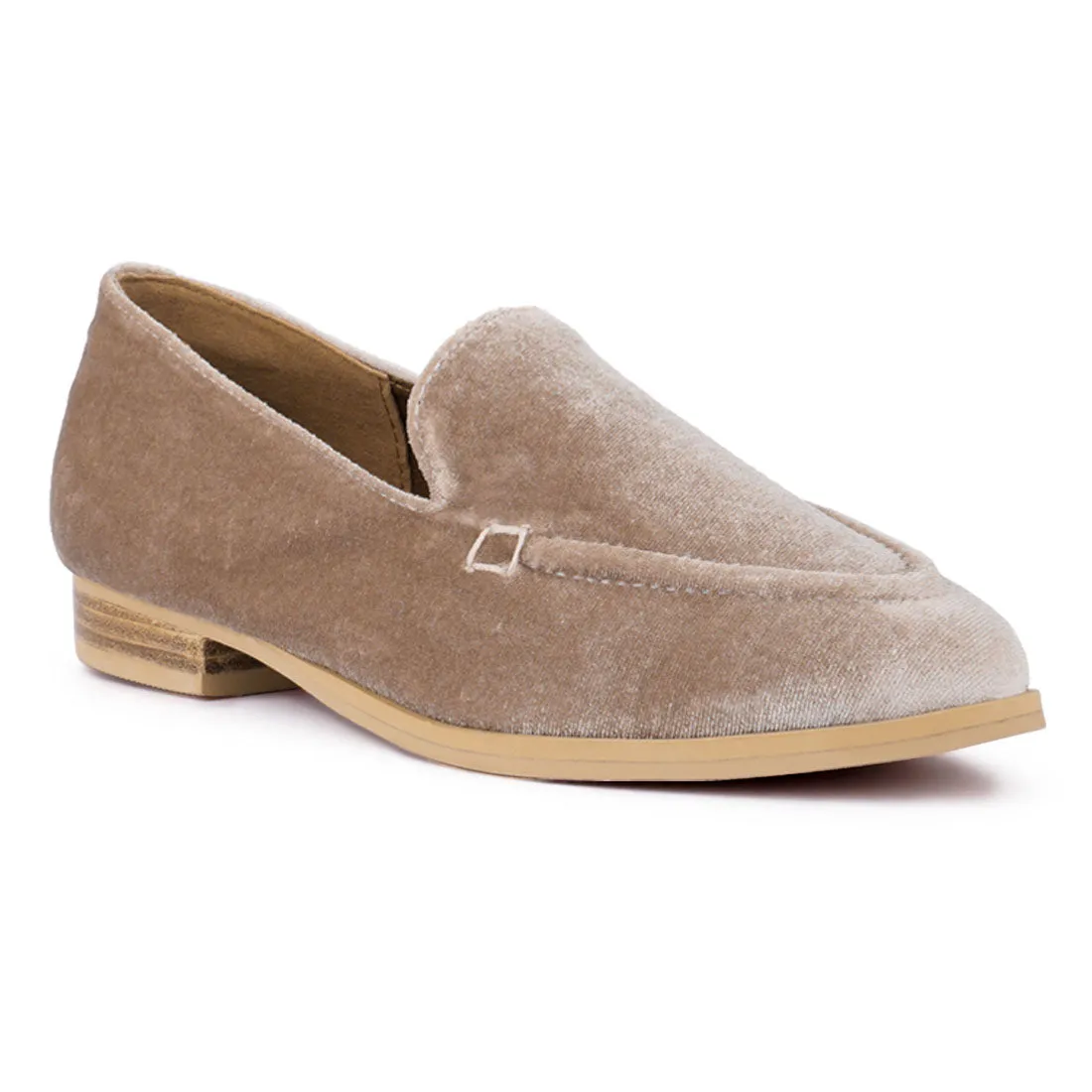 Lap Beige Velvet Handcrafted Loafers