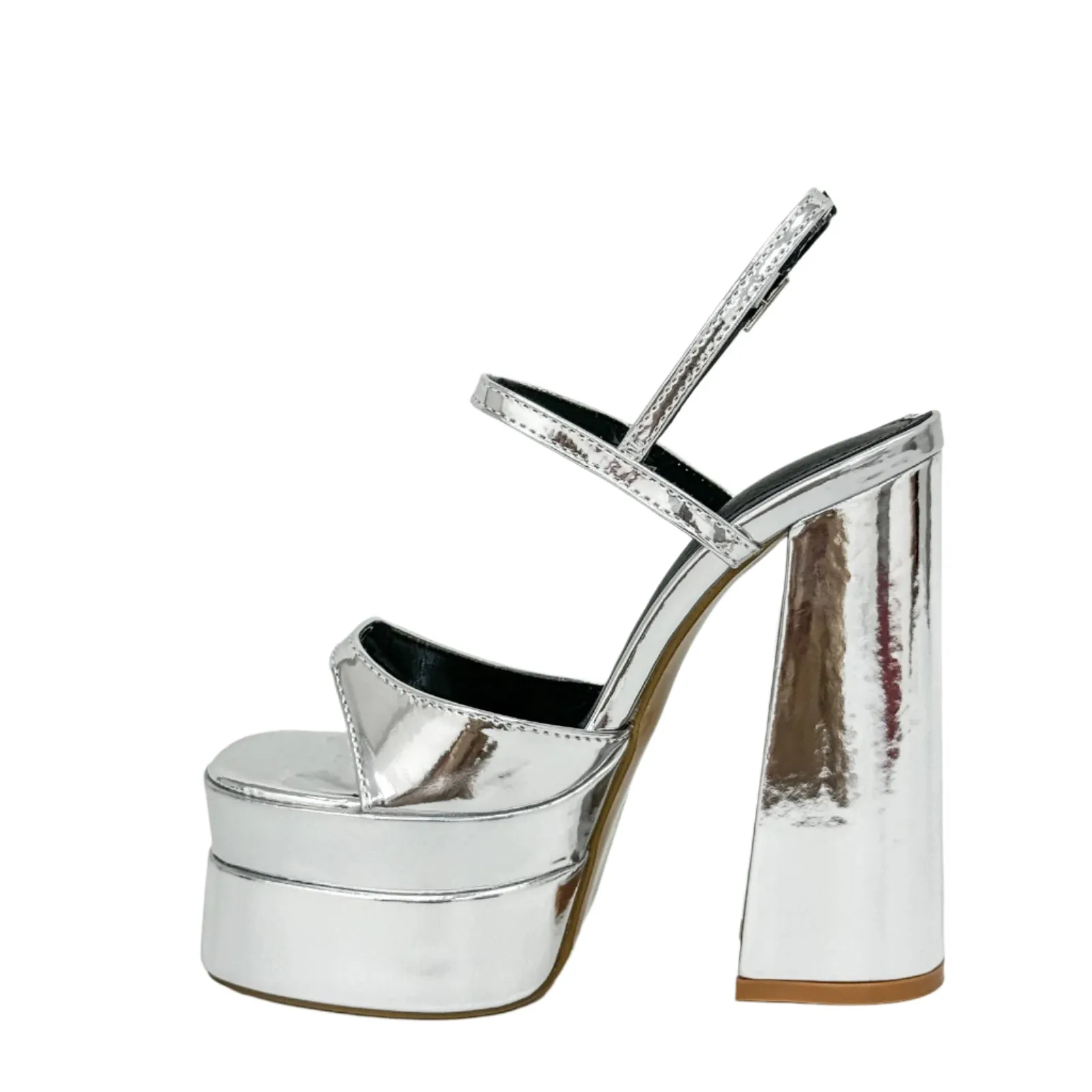 Metallic Platform Open Toe Heels