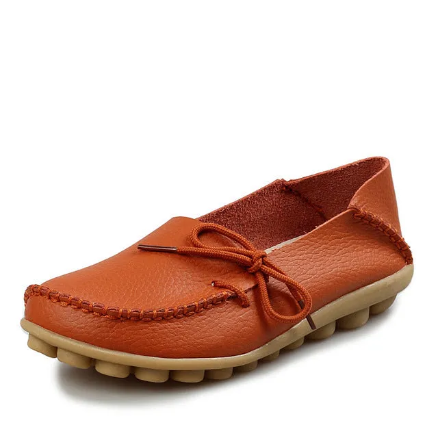 New Women Real Leather Shoes Moccasins Mother Loafers Soft Leisure Flats Female Driving Casual Footwear Size 35-44 In 24 Colors