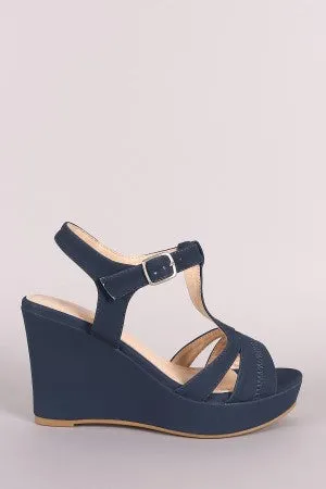 Open Toe T-Strap Platform Wedge