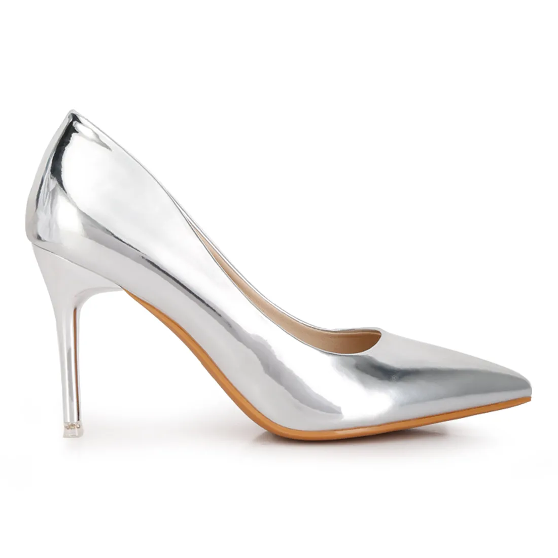 Poudre Metallic Pointed Stilettos in Silver