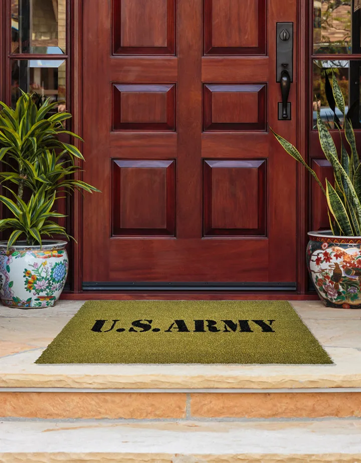 "US Army" Olive Green Rubber Doormat for Army Home Decor