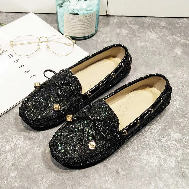 Sequined Soft All-Match Flat Bottom Trendy Women's Loafer