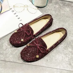 Sequined Soft All-Match Flat Bottom Trendy Women's Loafer