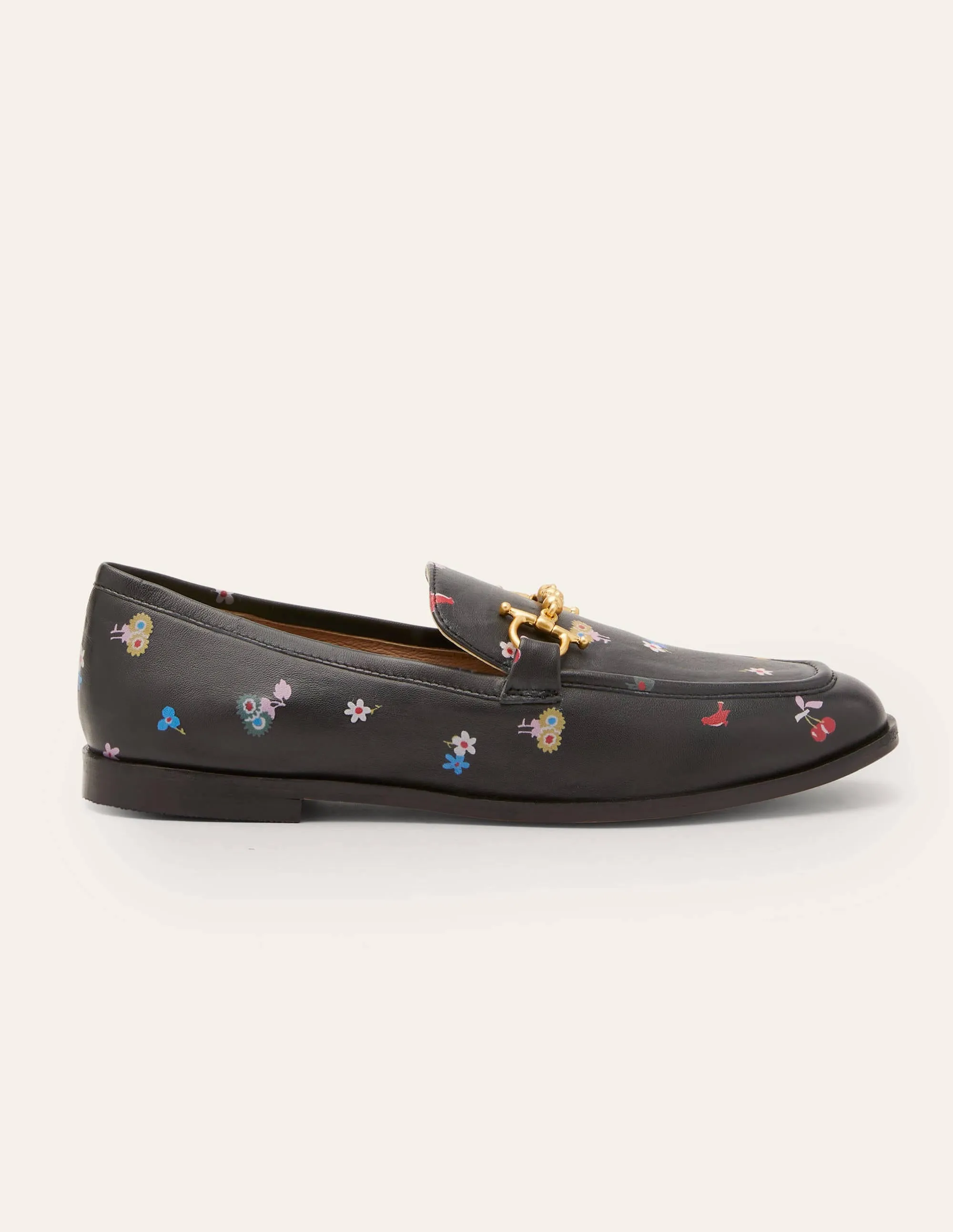 Snaffle Detail Leather Loafers-Black, Woodland Bud