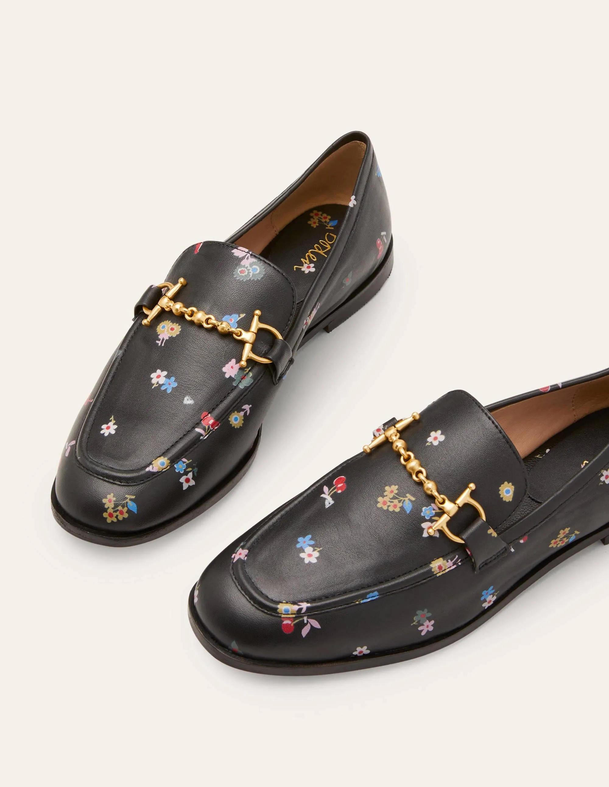 Snaffle Detail Leather Loafers-Black, Woodland Bud