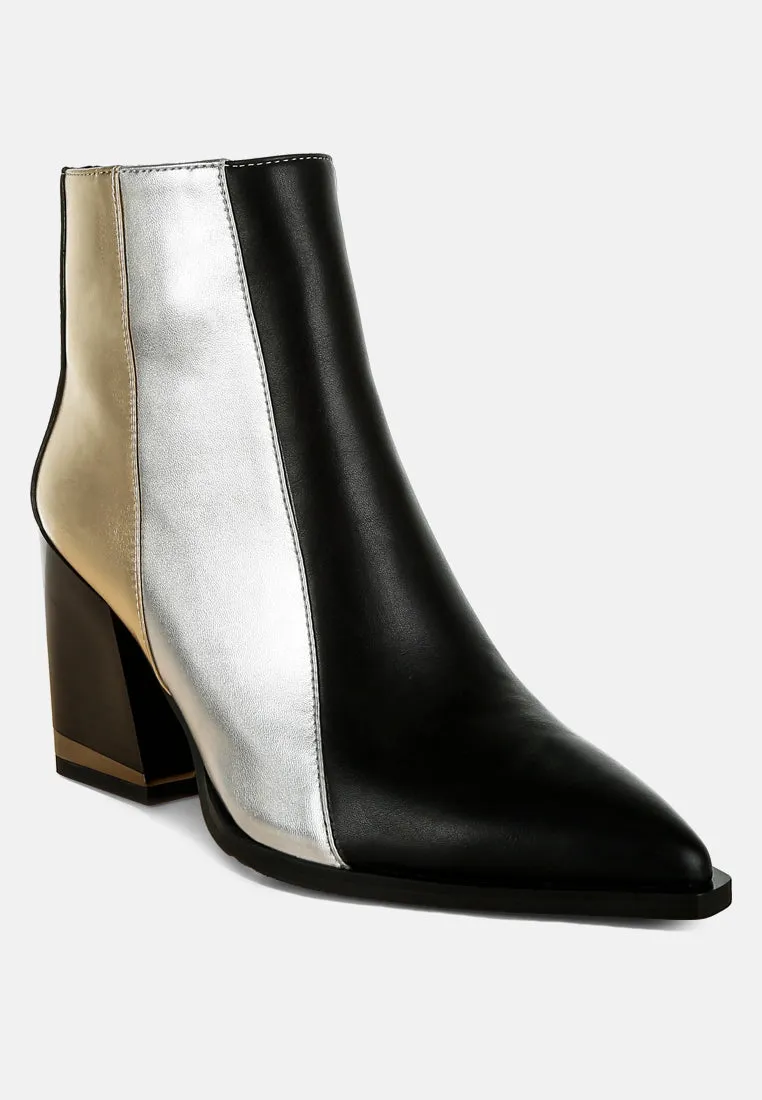 Stemon Three Tone Block Heel Boots