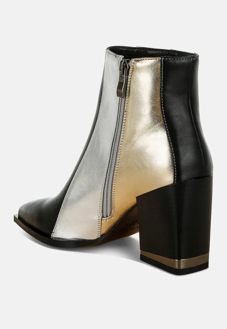 Stemon Three Tone Block Heel Boots