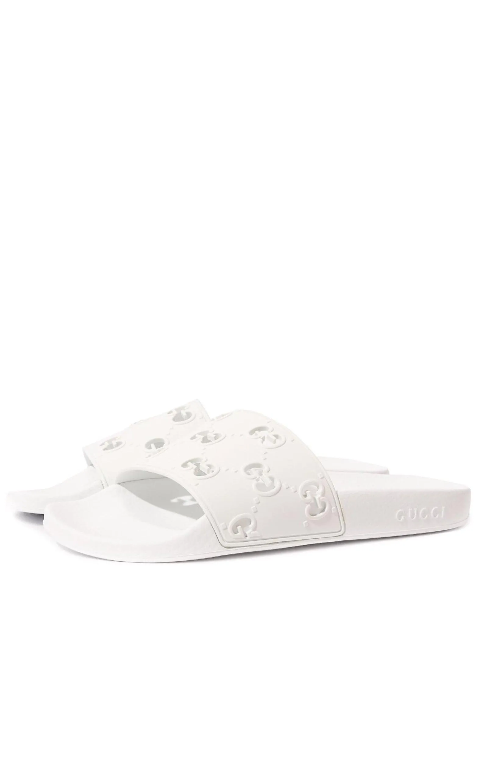 White GG Slide Sandal