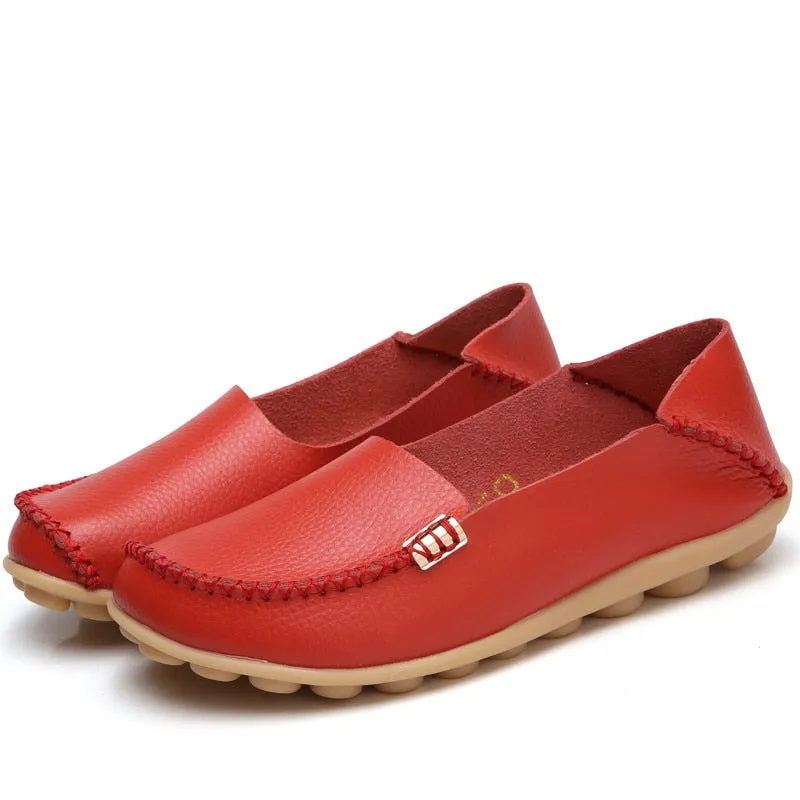 Women's Summer Soft Leather Casual Flats | Plus Size