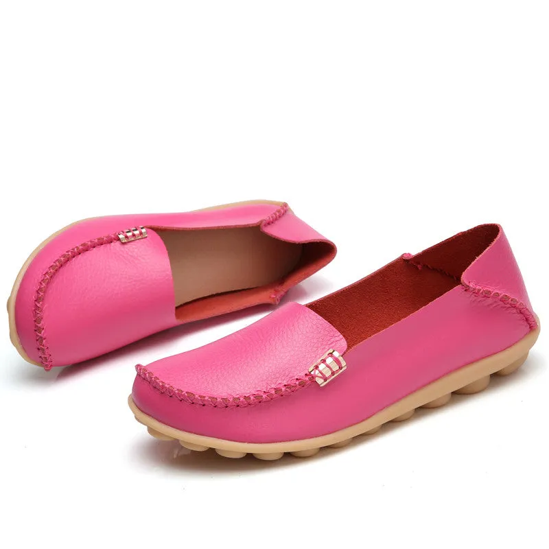 Women's Summer Soft Leather Casual Flats | Plus Size