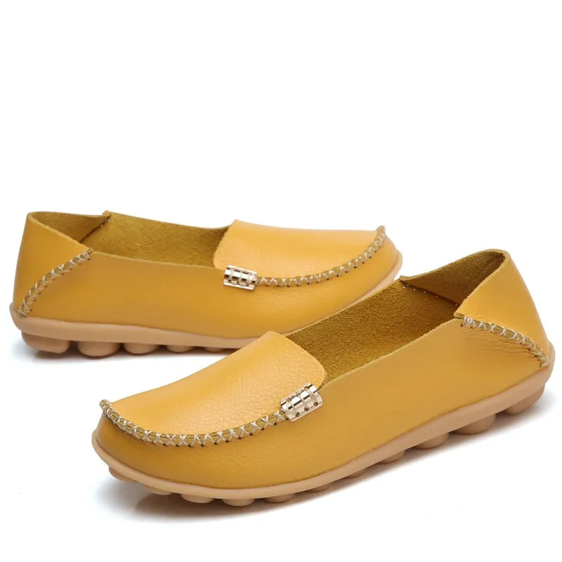 Women's Summer Soft Leather Casual Flats | Plus Size